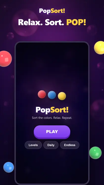 PopSort! home screen