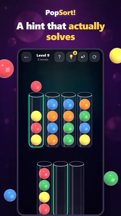 The hint showing the correct move